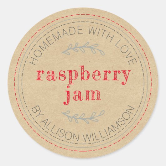 Rustige zelfgemaakte jam kraftpapier ronde sticker (Voorkant)