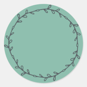 Rustige zelfgemaakte stoffige jade groene schrijf ronde sticker