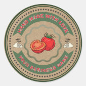 Rustige zelfgemaakte tomatensaus ambachtelijk papi ronde sticker (Voorkant)