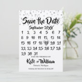 Rustige Zilveren Hart Kalender Bewaar de Datum Save The Date (Staand voorkant)