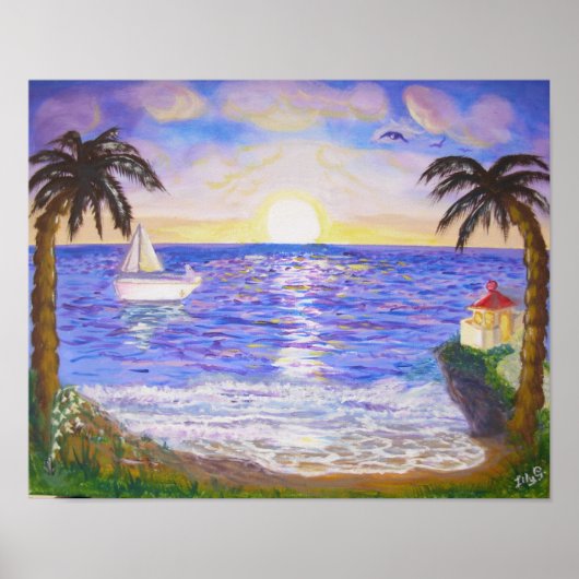Rustige zomer aan het strand poster (Voorkant)