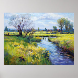 Rustige zomerstroom in het Havelland landschap Poster