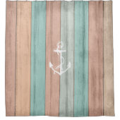 Rustige zomervakantieband Nautische strips en anke Douchegordijn (Voorkant)