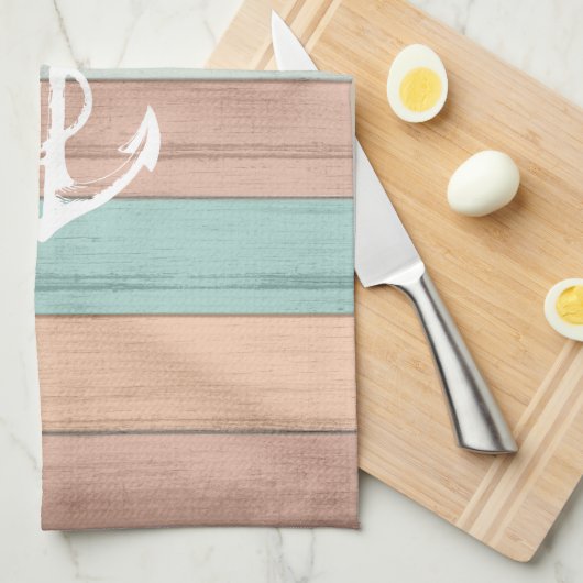 Rustige zomervakantieband Nautische strips en anke Theedoek (Quarter Fold)