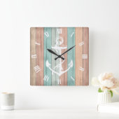 Rustige zomervakantieband Nautische strips en anke Vierkante Klok (Huis)