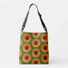 Rustige zomerzonnebloem omkeerbaar crossbody tas