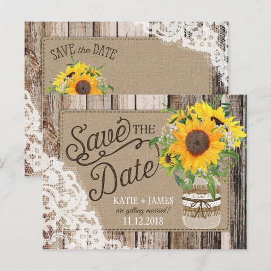 Rustige zon bespaart de datum aankondigingskaart (Voorkant / Achterkant)