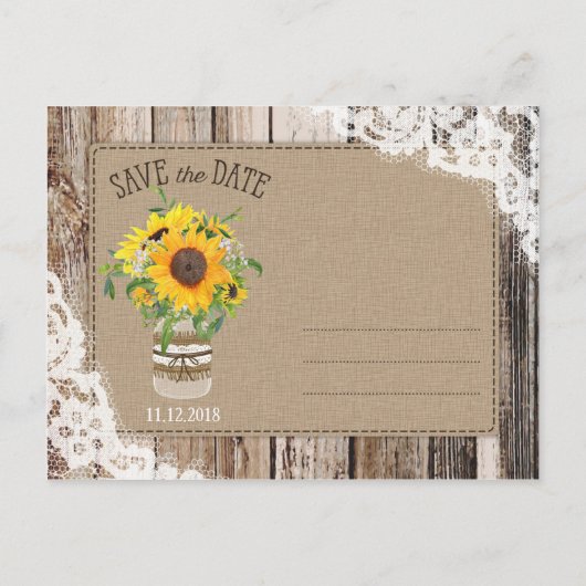 Rustige zon bespaart de datum aankondigingskaart (Achterkant)