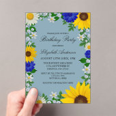 Rustige zonbloem Daisy Floral Birthday Acryl Uitnodigingen (Insitu (Draagbaar))