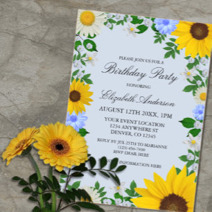 Rustige zonbloem Daisy Floral Birthday Acryl Uitnodigingen