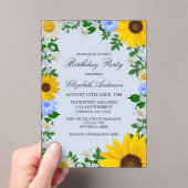 Rustige zonbloem Daisy Floral Birthday Acryl Uitnodigingen (Insitu (Draagbaar))