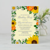 Rustige zonbloem Daisy Floral Birthday Folie Uitnodiging (Staand Voorkant)