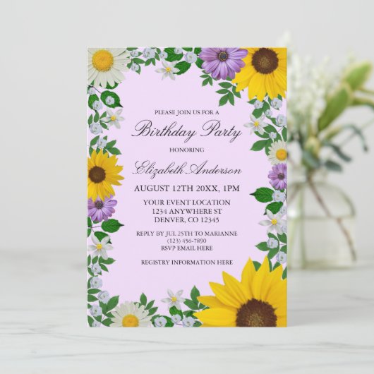 Rustige zonbloem Daisy Floral Birthday Kaart (Staand voorkant)