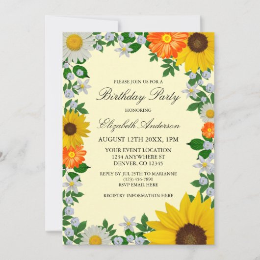 Rustige zonbloem Daisy Floral Birthday Kaart (Voorkant)