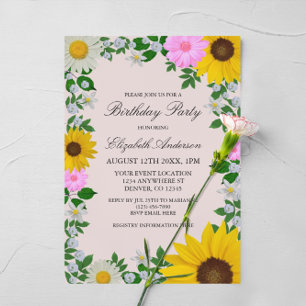 Rustige zonbloem Daisy Floral Birthday Kaart