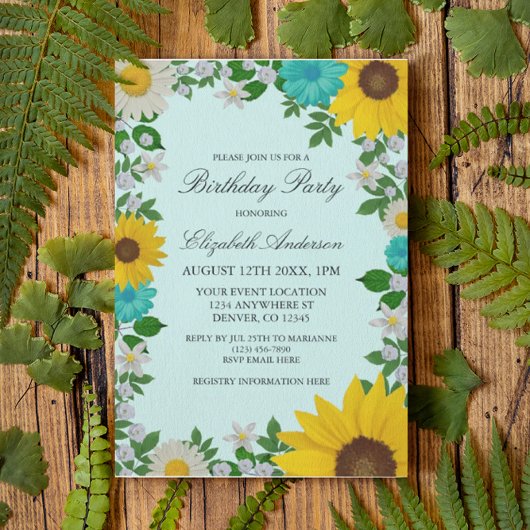 Rustige zonbloem Daisy Floral Birthday Kaart