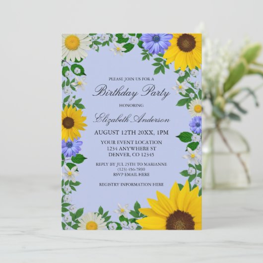 Rustige zonbloem Daisy Floral Birthday Kaart (Staand voorkant)