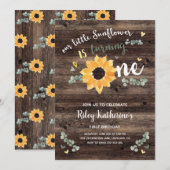 Rustige Zonnebloem 1e verjaardag Uitnodiging (Voorkant / Achterkant)