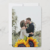 Rustige zonnebloem 2 foto's bruiloft kaart (Achterkant)