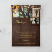 Rustige zonnebloem 5 fotocollage bruiloft bedankkaart (Binnen)