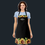 Rustige zonnebloem - aangepast monogram schort<br><div class="desc">Waterverf van zonnebloemen,  bijtend kunstwerk van Valarie Wade. De achtergrondkleur kan worden gewijzigd. Monogram en de optie van de Naam van de Douane. Ideaal voor wat bakketplezier!</div>