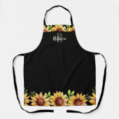 Rustige zonnebloem - aangepast monogram schort (Voorkant)