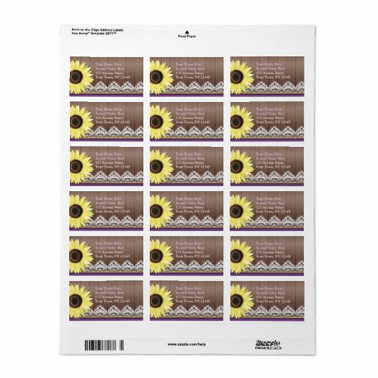 Rustige zonnebloem - Adresetiketten op maat Etiket (Full Sheet)