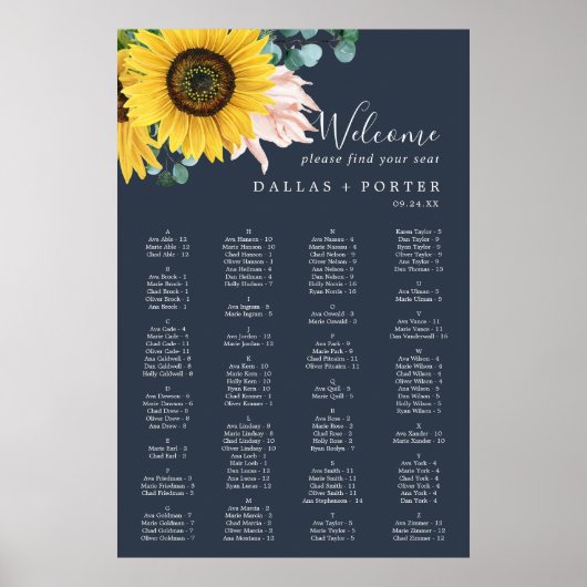 Rustige zonnebloem | Alfabetische zeegarakter Poster (Voorkant)