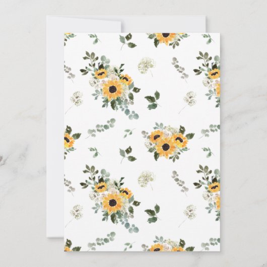 Rustige zonnebloem | Baby Brunch met Gold Script Kaart (Achterkant)