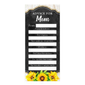 Rustige Zonnebloem Baby shower Advice Game Card Reclamekaart (Voorkant)