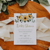 Rustige zonnebloem | Baby shower- en Gold-script Kaart