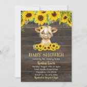 Rustige zonnebloem Baby shower Koe Highland Kaart (Voorkant)