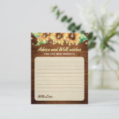 Rustige Zonnebloem Baby shower Ouders Advice Kaart (Staand voorkant)