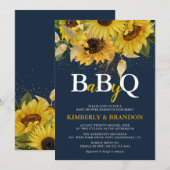 Rustige zonnebloem, Baby shower van Navy & Gold BB Kaart (Voorkant / Achterkant)