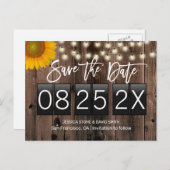 Rustige zonnebloem Barn Wood Bespaar de datum Aankondigingskaart (Voorkant / Achterkant)