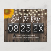 Rustige zonnebloem Barn Wood Bespaar de datum Aankondigingskaart (Voorkant)