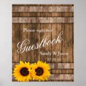 Rustige zonnebloem Barn Wood Guestbook | Zazzle Poster (Voorkant)