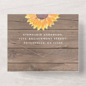Rustige zonnebloem - Barn Wood Wedding All In One Uitnodiging (Achterkant)