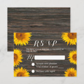 Rustige Zonnebloem Barn Wood Wedding RSVP Kaartje (Voorkant / Achterkant)