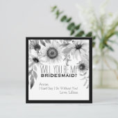 Rustige Zonnebloem... ben je mijn Bridesmaid Kaart (Staand voorkant)