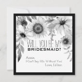 Rustige Zonnebloem... ben je mijn Bridesmaid Kaart (Voorkant)