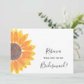 Rustige Zonnebloem... ben je mijn Bridesmaid. Kaart (Staand voorkant)