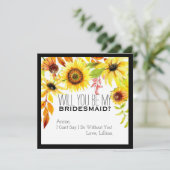 Rustige zonnebloem... ben je mijn Bridesmaïde Herf Kaart (Staand voorkant)