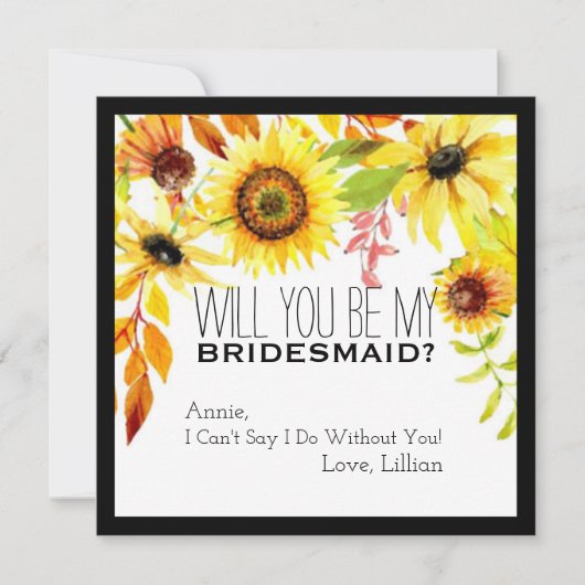 Rustige zonnebloem... ben je mijn Bridesmaïde Herf Kaart (Voorkant)