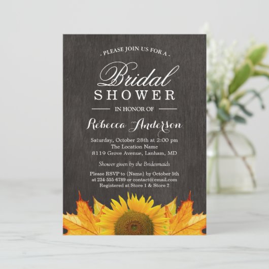 Rustige zonnebloem Bladeren Hout | VRIJGEZELLENFEE Kaart (Staand voorkant)