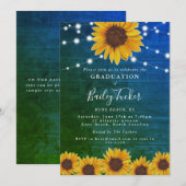 Rustige zonnebloem Blauw Groen Afstuderen Kaart (Voorkant / Achterkant)