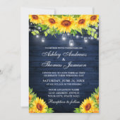 Rustige zonnebloem Blauw hout Mason Jar Lichten Kaart (Voorkant)