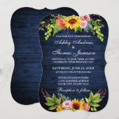 Rustige zonnebloem Blauwe Hout Weddenschap Kaart (Voorkant / Achterkant)