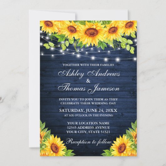 Rustige zonnebloem Blauwe houtskaarten Kaart (Voorkant)