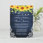 Rustige zonnebloem Blauwe Houtverlichting Kaart (Staand voorkant)